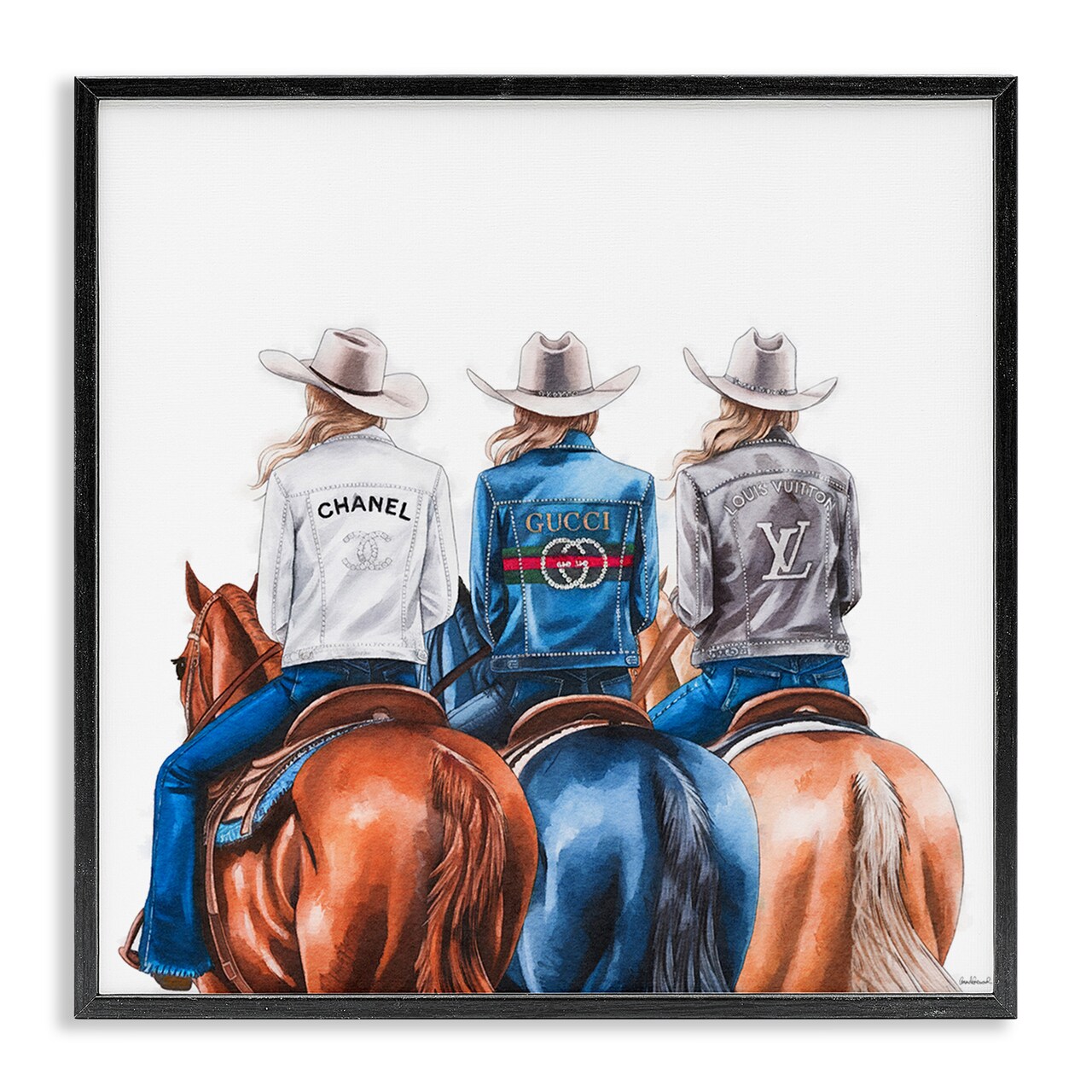 Stupell Industries Fashion Trend Cowgirls Framed Giclee Wall Art Design by Amanda Greenwood
